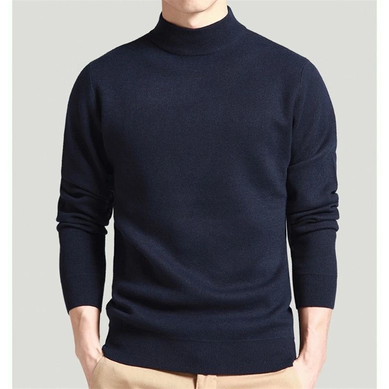 Men Sweater Solid Pullovers Mock Neck Spring And Autumn Wear Thin Fashion Undershirt Size M to 4XL Men Clothing