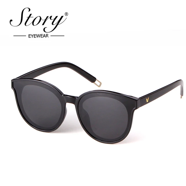 STORY 2018 Brand V Logo Sunglasses For Men Women Vintage Retro Cat Eye Sun Glasses Black Shades Mirror Lens UV400 Gafas Oculos AliExpress