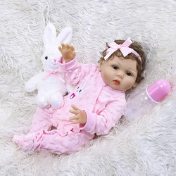 47CM Original NPK full body solicone bebe doll reborn todderl girl curly hand rooted hair high quality doll bath toy gift