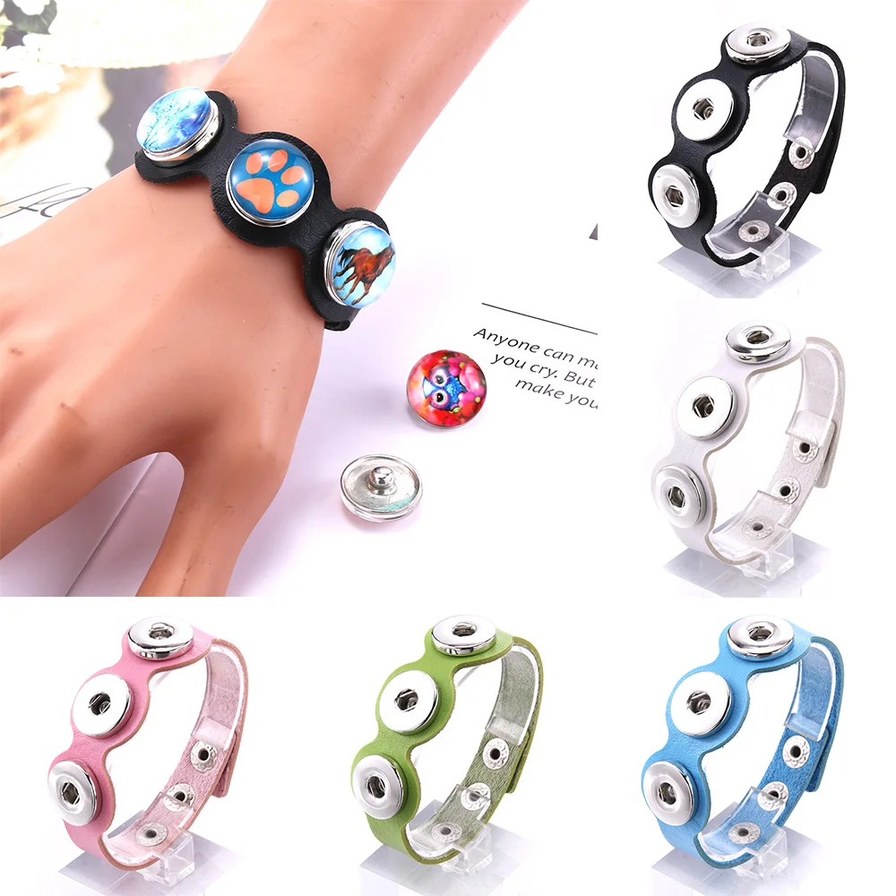 New Leather 18MM Snap Button Bracelet Fashion Snap Button Jewelry for Women and Men 2022 Wholesale Gifts First Choice