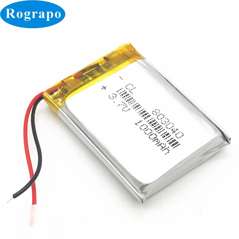 2-4PCS 803040 3.7V 1000mAh Li Polymer Rechargeable Battery Small Bluetooth Speaker Column DVR-mirror Car DVR Navigator 2-wires