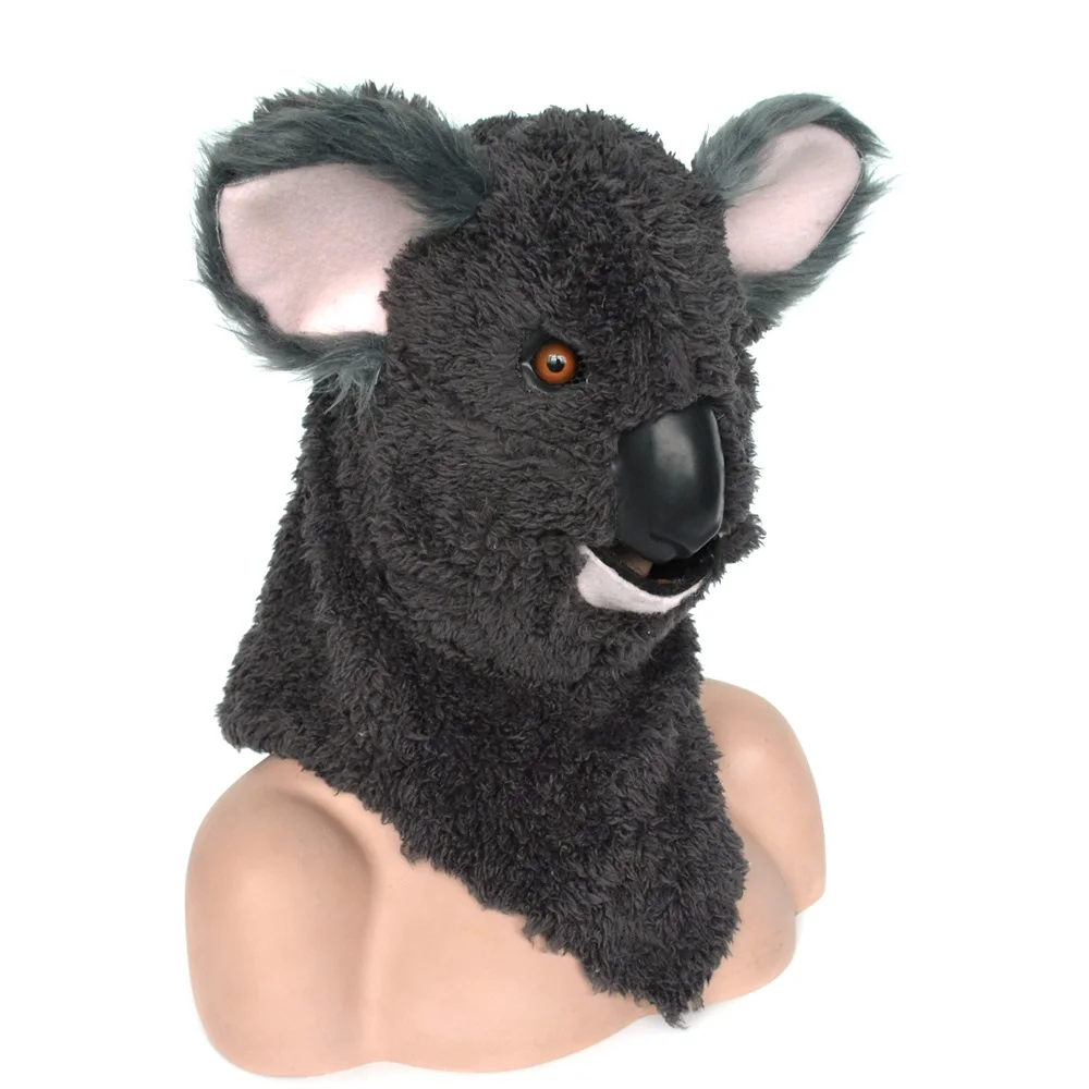 HuiTai Koala moving mouth mask with fur decorated for Halloween and carnivals fun