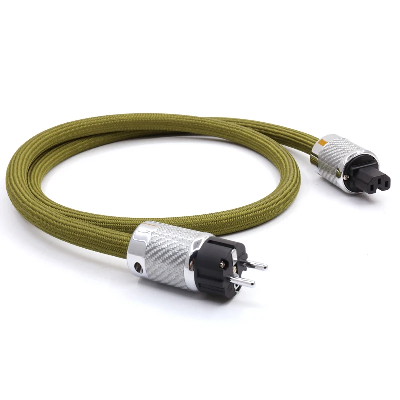 HI-End 8N OCC Copper Silver Plated Power Cable With White Carbon Fiber EU Version Connector Plug