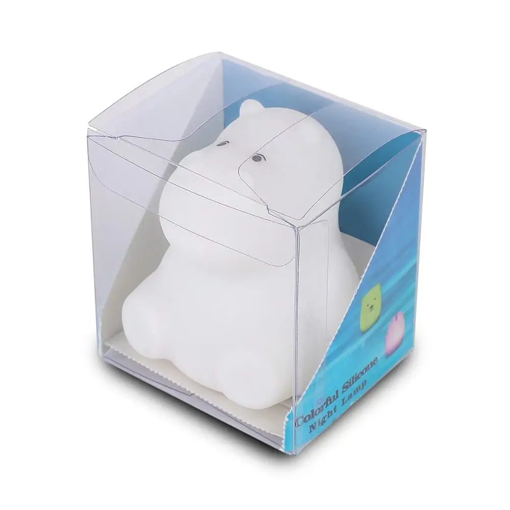 Cartoon Mini Bear Rabbit Hippo LED Night Light 9 Colors Silicone Bunny Animal Lamp Bedroom Bedside Lamp for Children Kids Baby