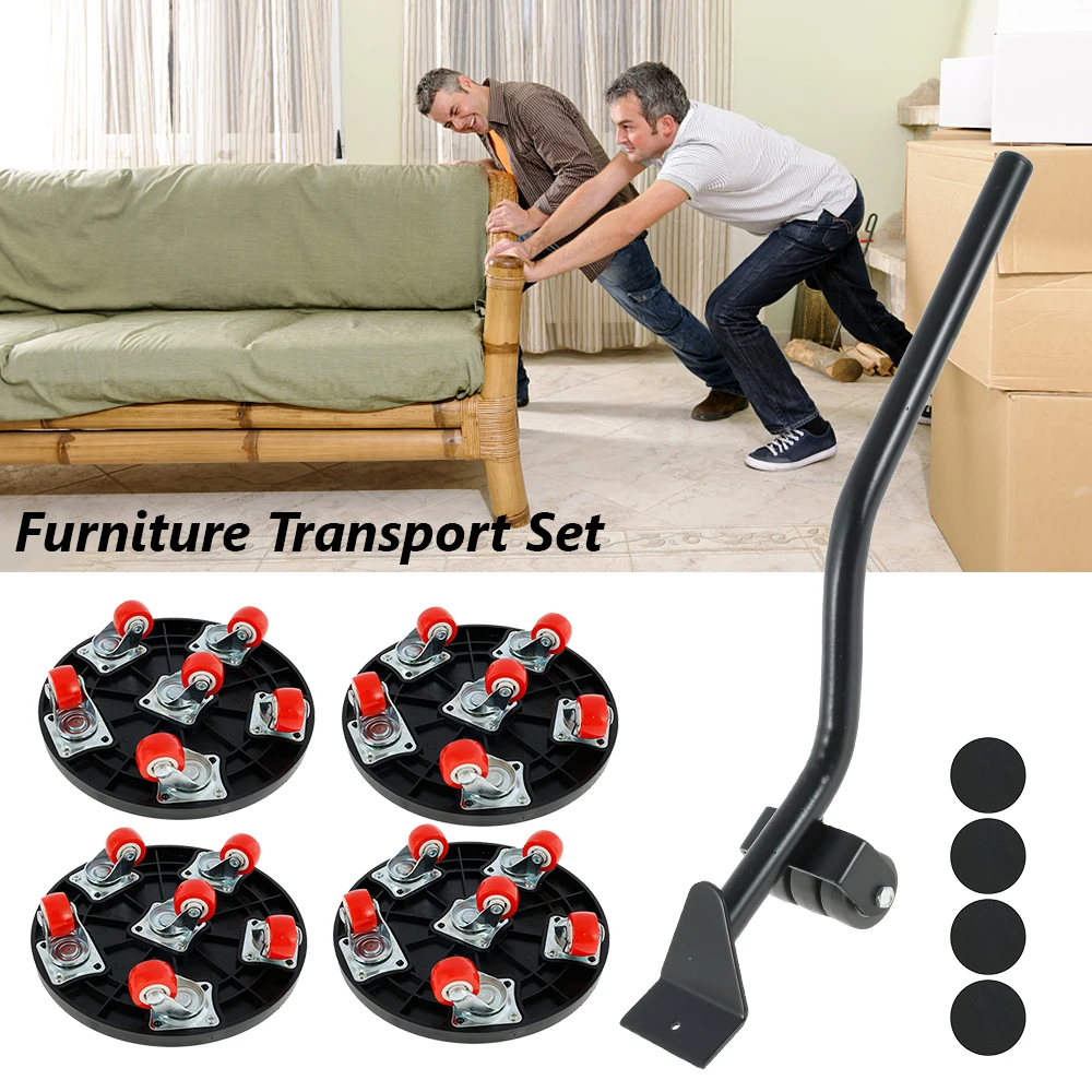 5Pcs Heavy Duty Furniture Lifter Transport Tool Set Heavy Professional Stuffs Moving Hand Tools Set Wheel Bar Mover Device