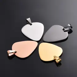 Wholesale 10 pcs Dog Tag 4 Colors Unisex Stainless Steel Stamping Blank ID Dog Tags Guitar Pick Pendant Necklace ID Jewelry