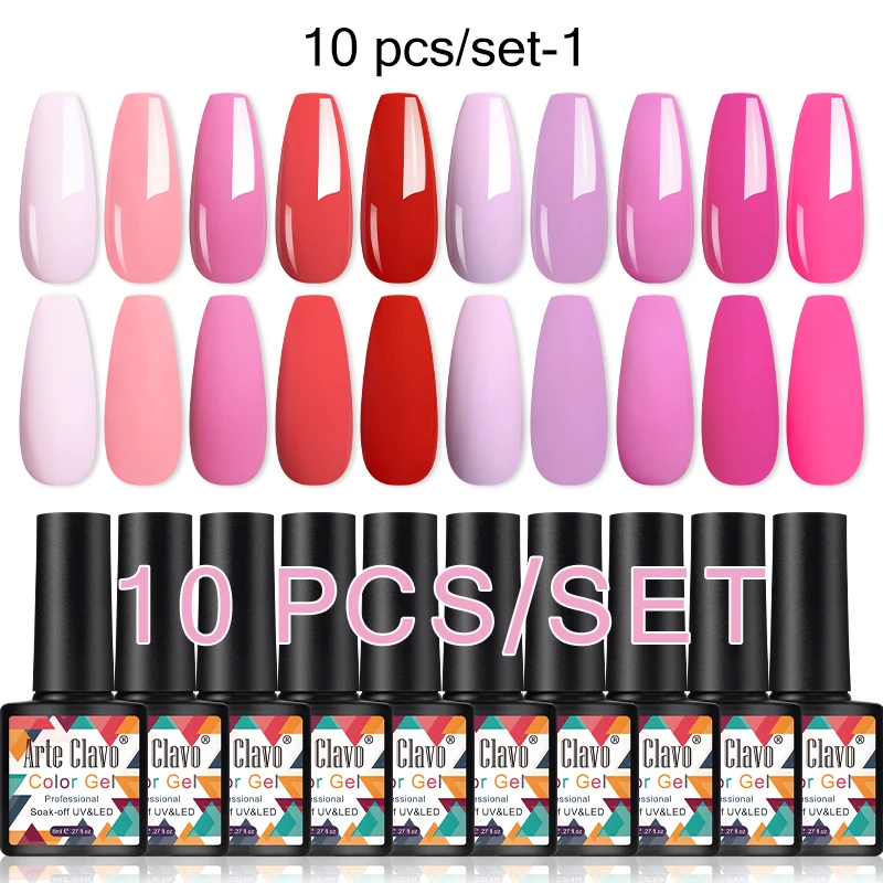 Arte Clavo Nail Gel Polish Set 10pcs/Kit 8ml Gels Lacquer Set For Manicure Semi Permanent Soak Off UV LED Nails Varnish Matt Top