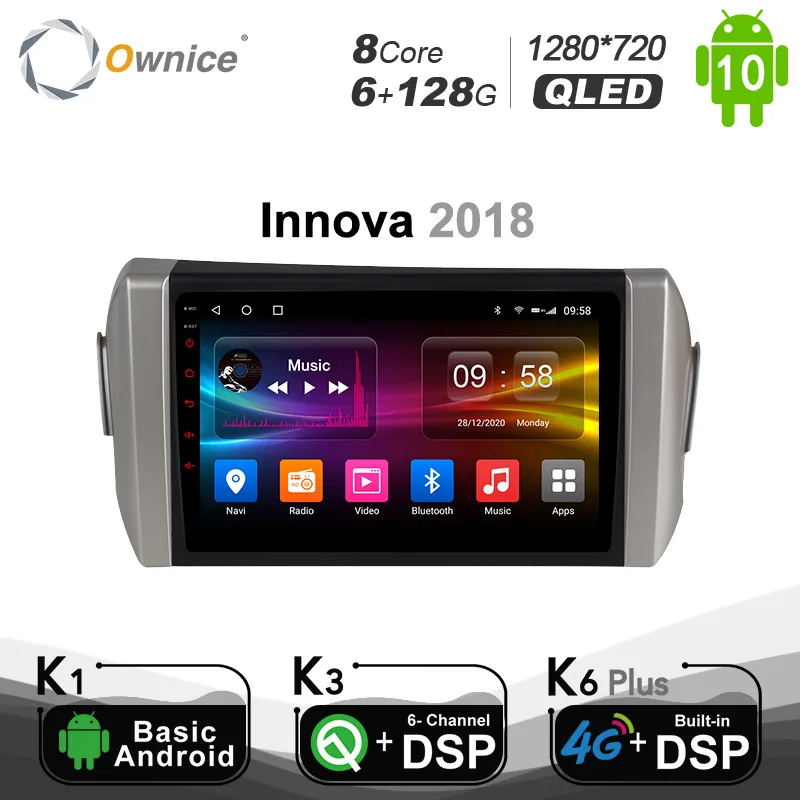 

6G + 128G QLED Android 10,0 для Toyota Innova 2018 GPS Navi DSP автомобильное радио аудио GPS плеер Navi Стерео Мультимедиа 4G SPDIF BT5.0