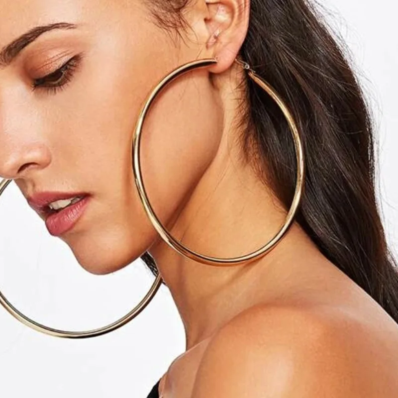 BLIJERY Exaggerated Oversize Metal Hoop Earrings Gold Color Smooth Big Circle Earrings for Women Punk Jewelry Boucles d\'oreilles