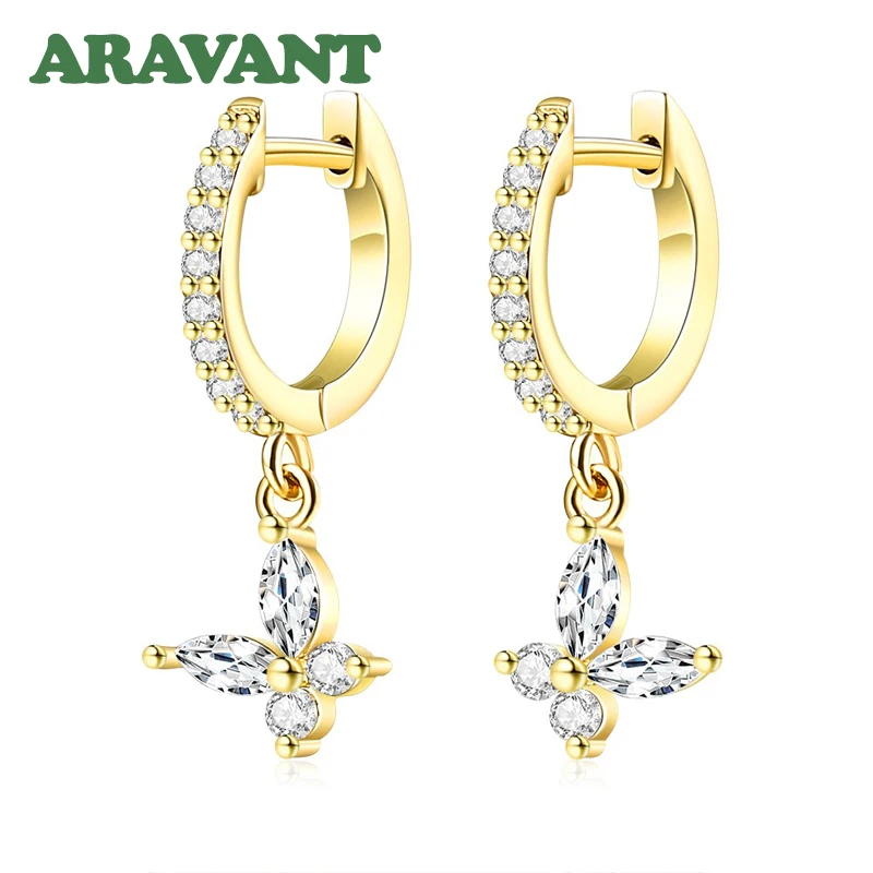 Aravant 925 Silver 18K Gold Butterfly Dangle Earring For Women Fashion Jewelry