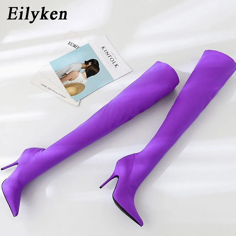 Eilyken 2024 Thigh High Women Boots Over The Knee Elastic Stretch Sexy Nightclub Shoes Long Zapatillas Mujer