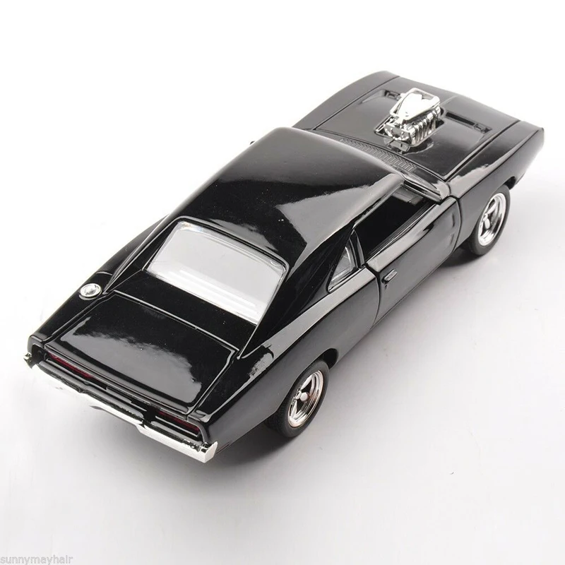 1/32 Diecast Alloy Car Model Minicar Dodge Charger Black Vehicle Toy W/light&sound