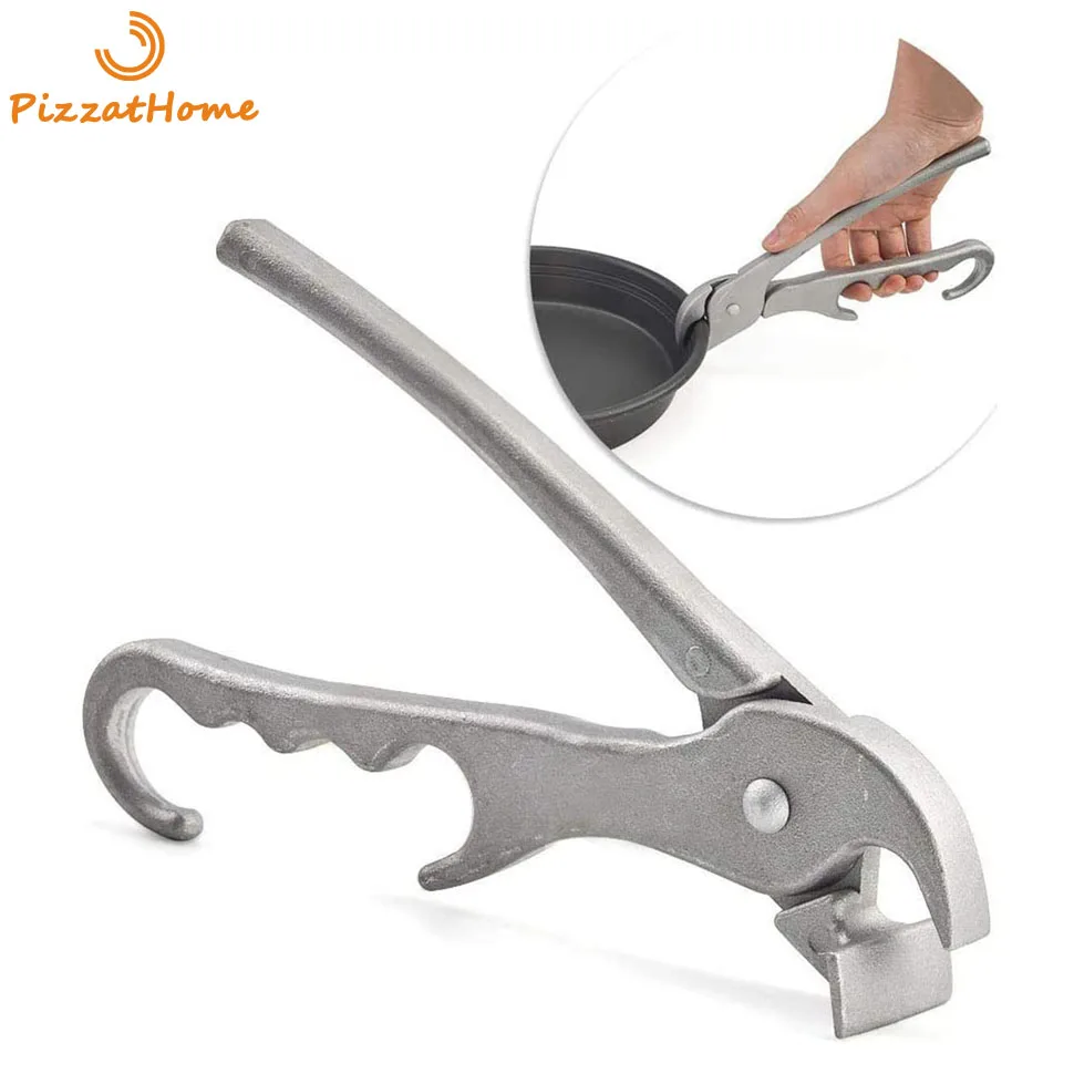 PizzAtHome Pizza Gripper for Deep Pizza Pans Heavy Duty Gripper Cast Aluminum Pan Tongs for Pulling Hot Oven Pizza Pan Dish Tray