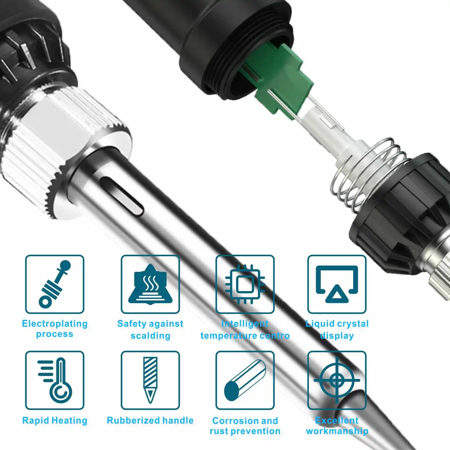 Soldering Iron Kit 80W Adjustable Temperature Fast Heating Ceramic Thermostatic Welding Iron with 180-500℃ LCD Display Home DIY