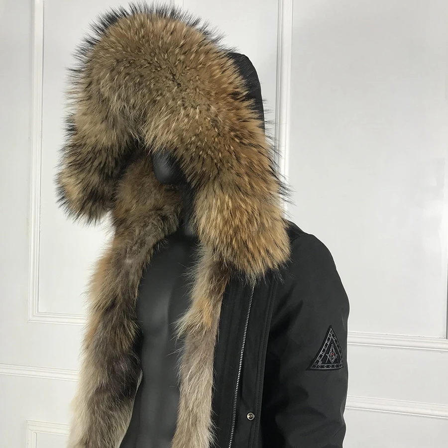 Männer der Pelz Parkas Natürliche Waschbären pelz Jacke Winter Fashion Warm Pelz Liner Mantel