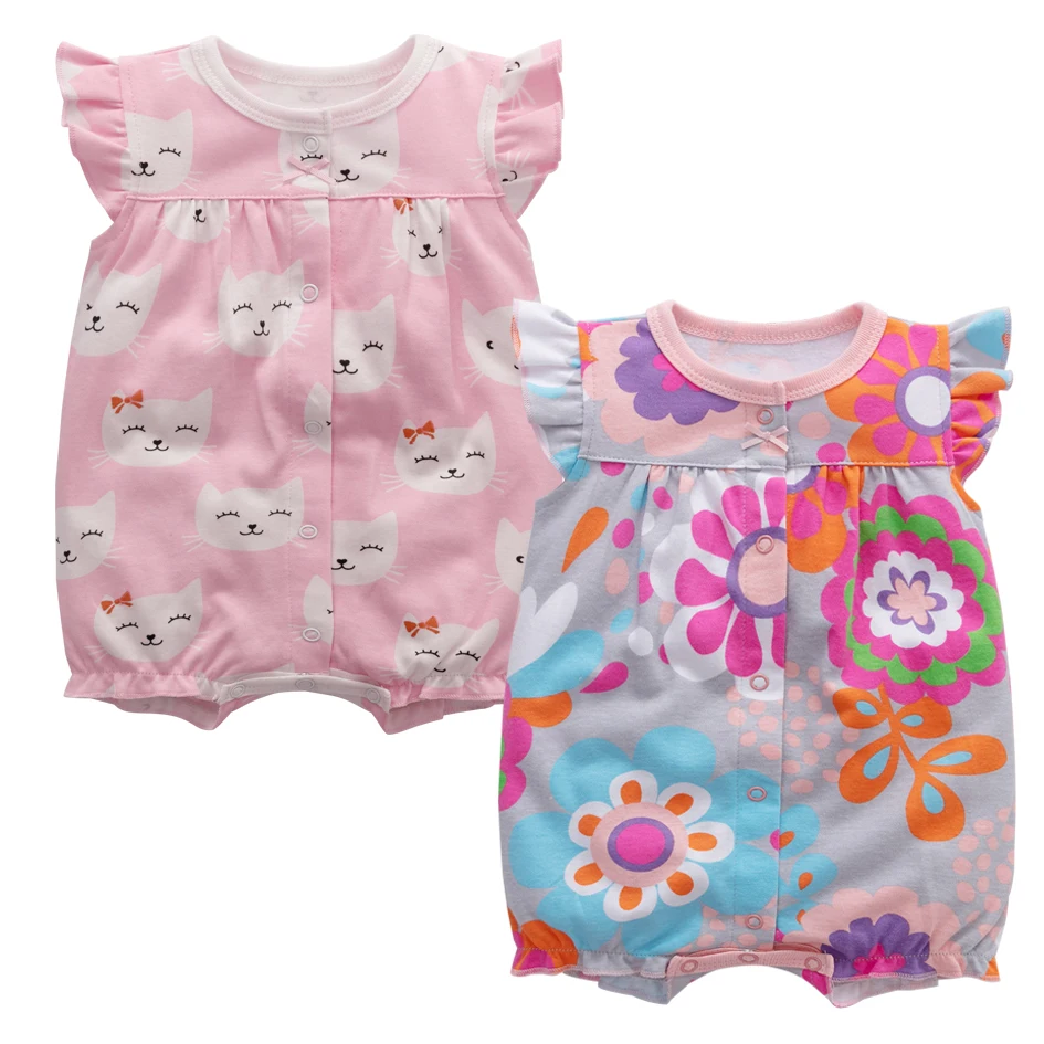 2 Pack Baby Rompers For Girls And Boys Short Sleeved Jumpsuit Summer Infant Onesies Playsuit Baby Clothes