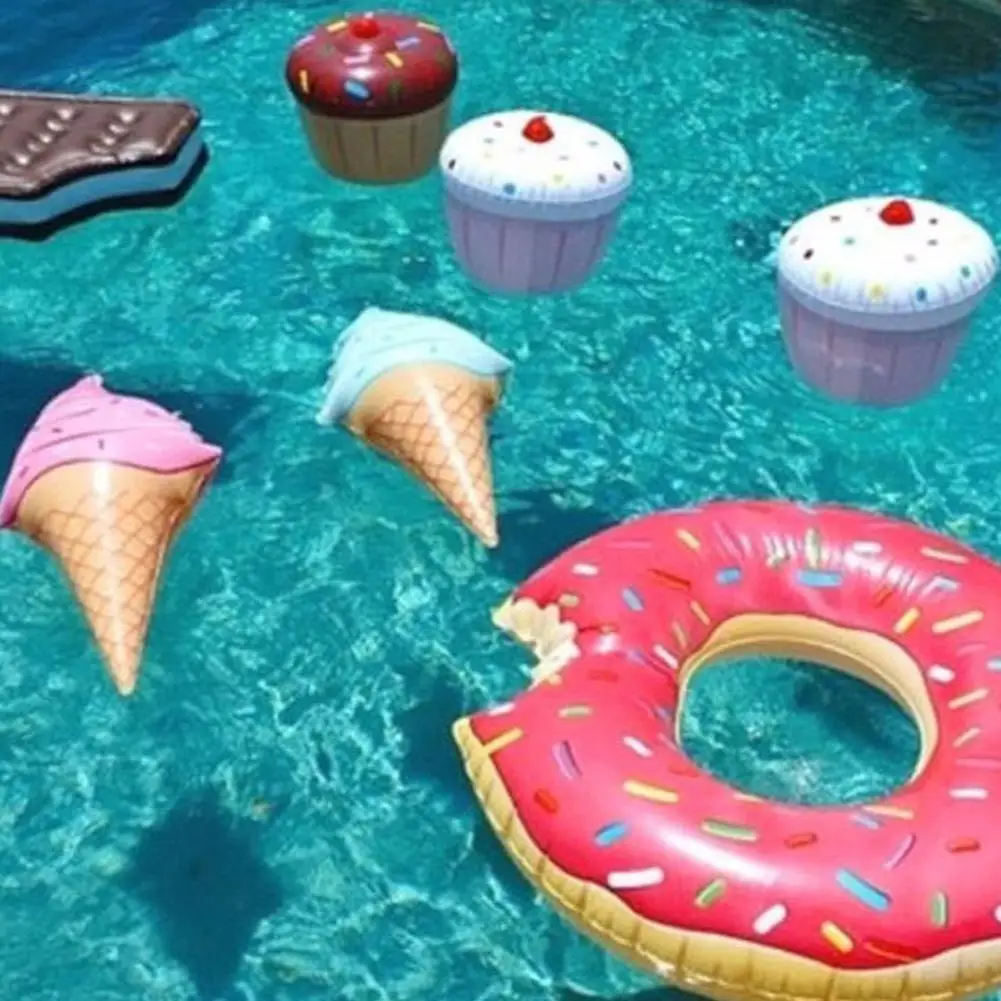 Swimming Pool Float Water Swim Ring Ice Cream Shaped Inflatable Play Game Toy