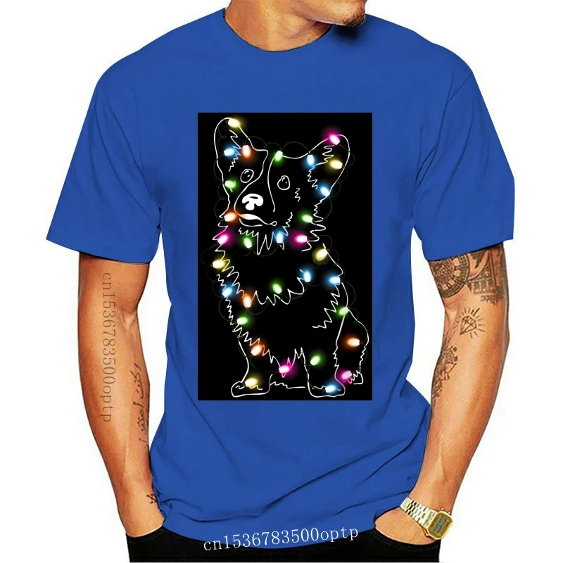 New Lights Led Funny Cute Corgi Christmas Corgi Xmas Tree T-Shirt-Men's T-Shirt-Black