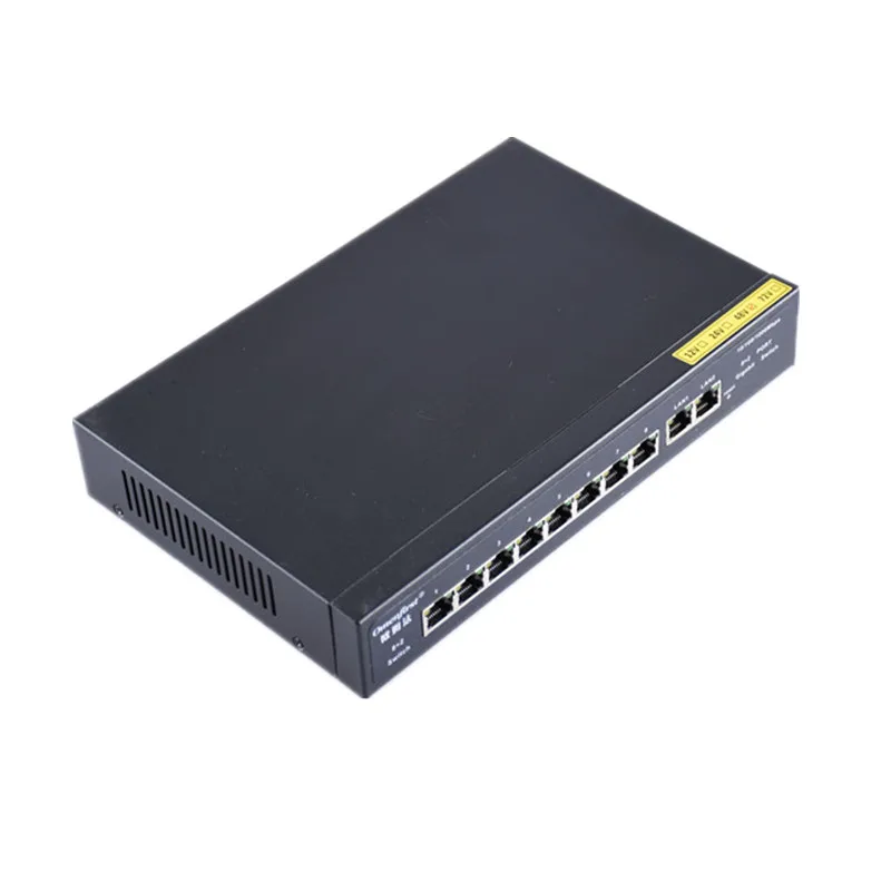 4 POE 10พอร์ตGigabit Poe Switch 8*10/100 Mbps POE Poort; 2*10/100/1000 Mbps UP Link Poort NVR Poort 280M