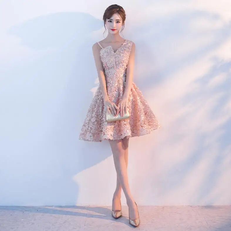 

New Fashion champagne Dress Women One Shoulder Short Sleeves Lace Gown Backless Sexy Party Club Irregular Dress New Year Gifts