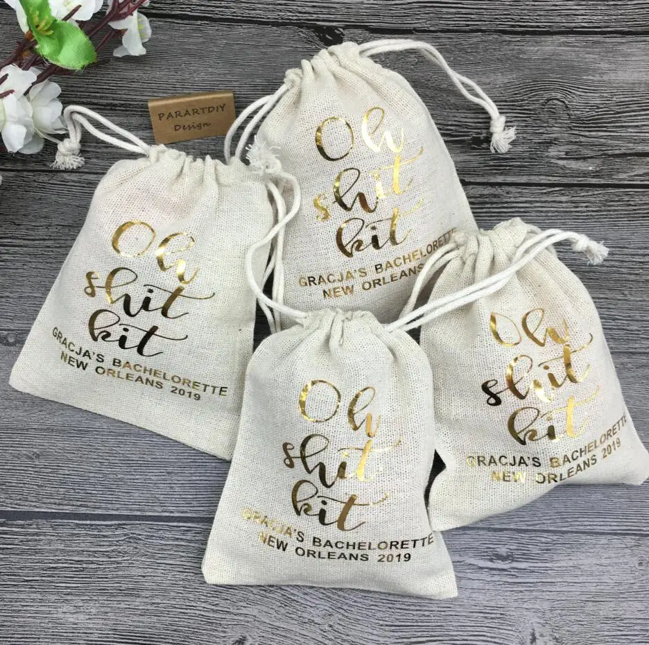 

12pcs custom oh shit kit glitter wedding muslim gift bags Candy pouches Bridesmaid Bachelorette Hangover Survival kits