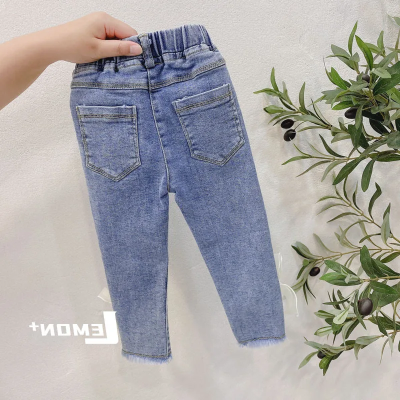 

Girls' wear Bowknot Jeans Spring And Autumn New Baby Korean Fashion Casual Pants Trousers