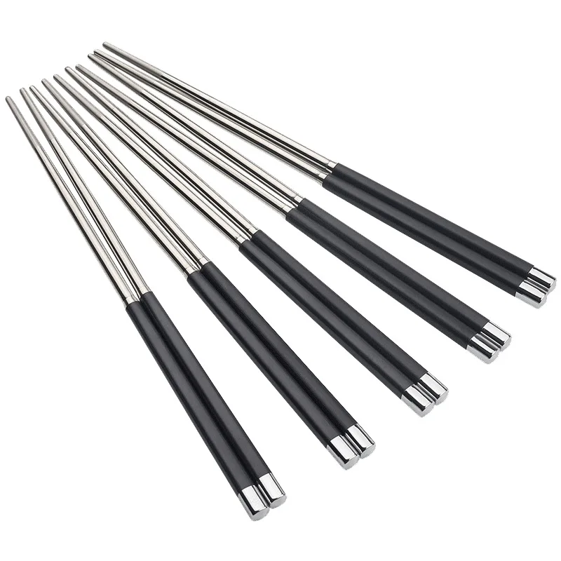 Zollor 1Pair Stainless Steel Alloy Chopstick Healthy Light Weight Chinese Chopsticks Metal Non-slip Design Kitchen Tableware