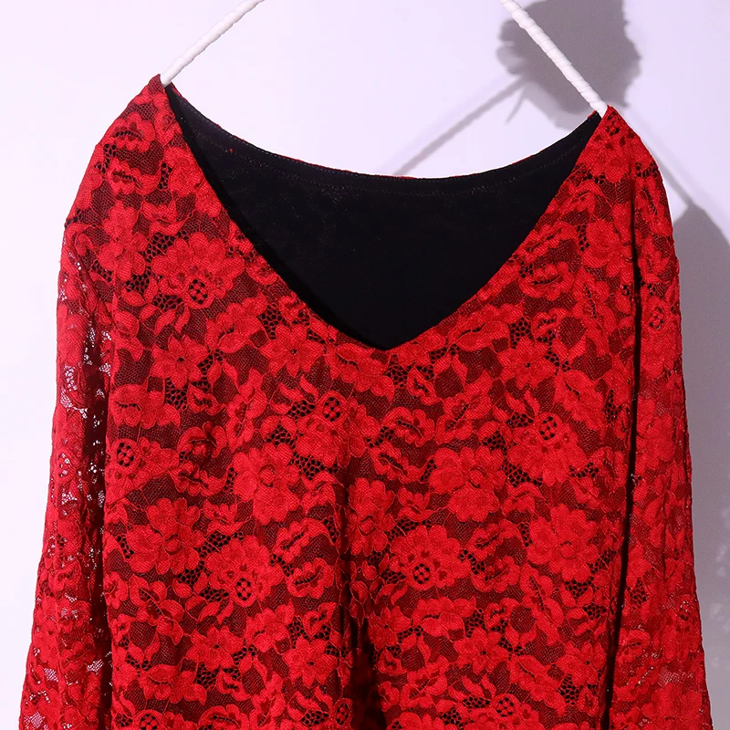 Tops de baile Flamenco de encaje, blusa cuadrada/Latina para mujer/niña, práctica española, HGG02