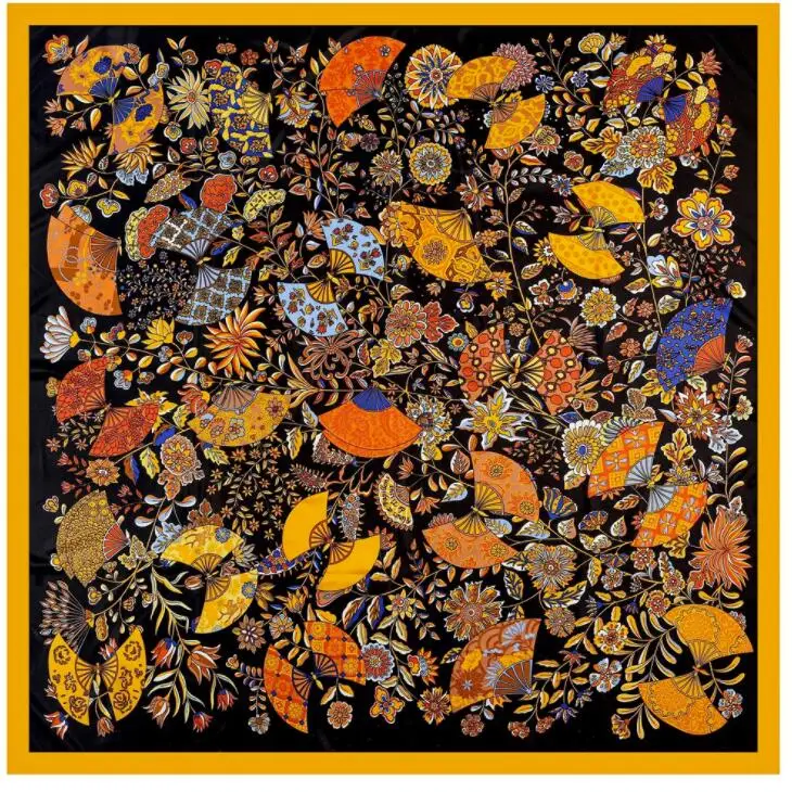 2021 New Luxury Brand Silk Scarf Women Print Square Shawl Hijab Scarfs Female Fashion Shawls Scarves For Ladies 130*130cm