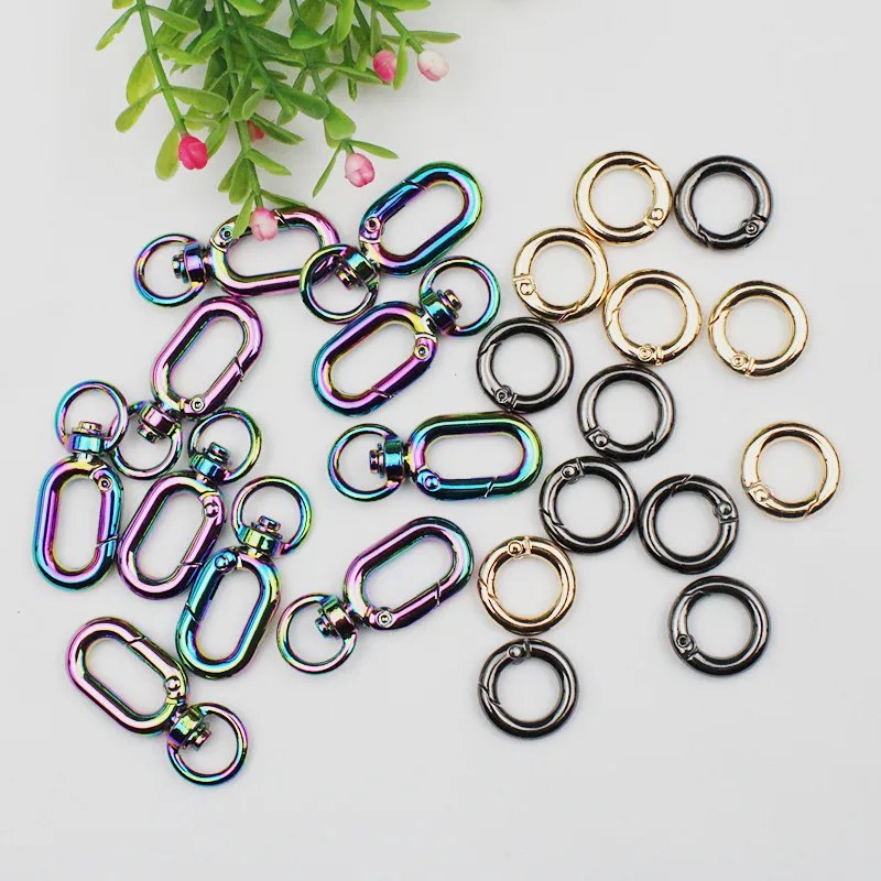 5Pcs Metal Spring Gate Egg Shape/O Ring Openable Keyring Leather Bag Belt Strap Buckle Dog Chain Snap Clasp Clip Trigger Luggage