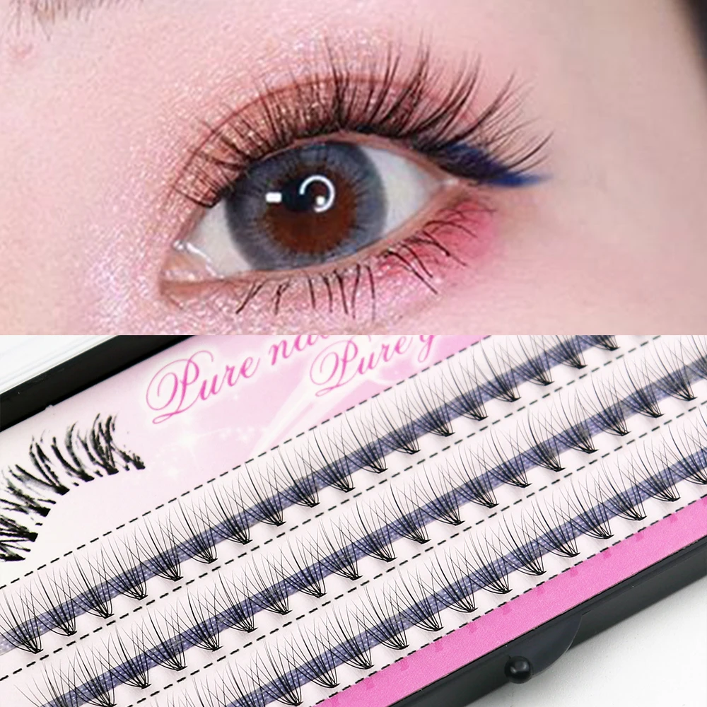 60 clusters/box individual eyelash clusters fake eyelashes, grafted eyelashes, 10D 0.1mm thick C-roll natural eyelash extension