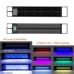 Full Spectrum Planted WRGB Aquarium LED Lighting 60-100cm 100V-240V Extendable Brackets,Plant Grow Lighting Lamps for Fish tank