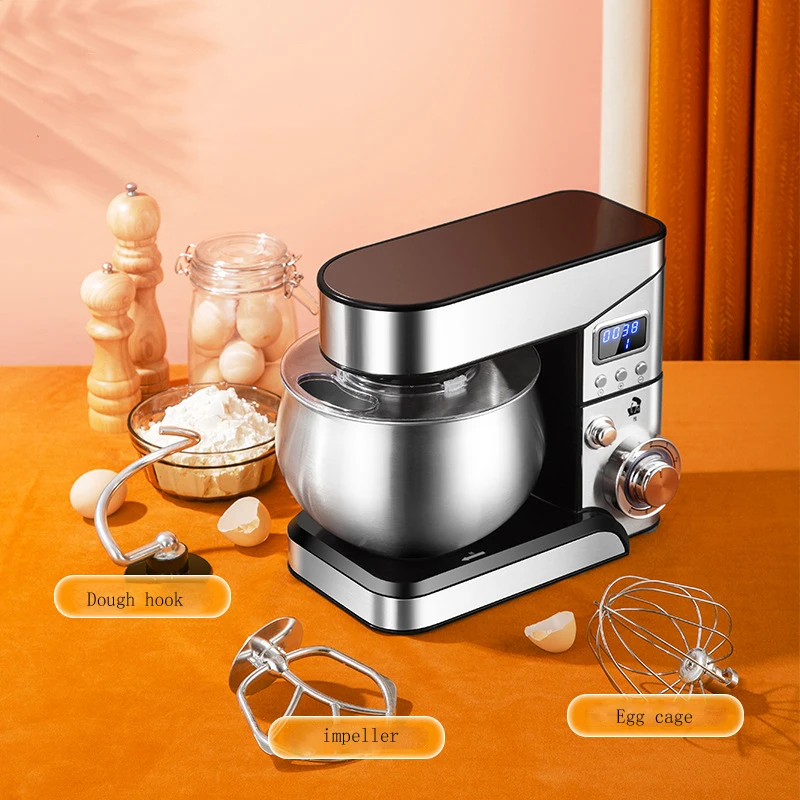 5.5L Chef Machine Dough Mixer Food Mixer Kneading Machine Home ELD Display High Power Multifunction Stainless Steel Bowl