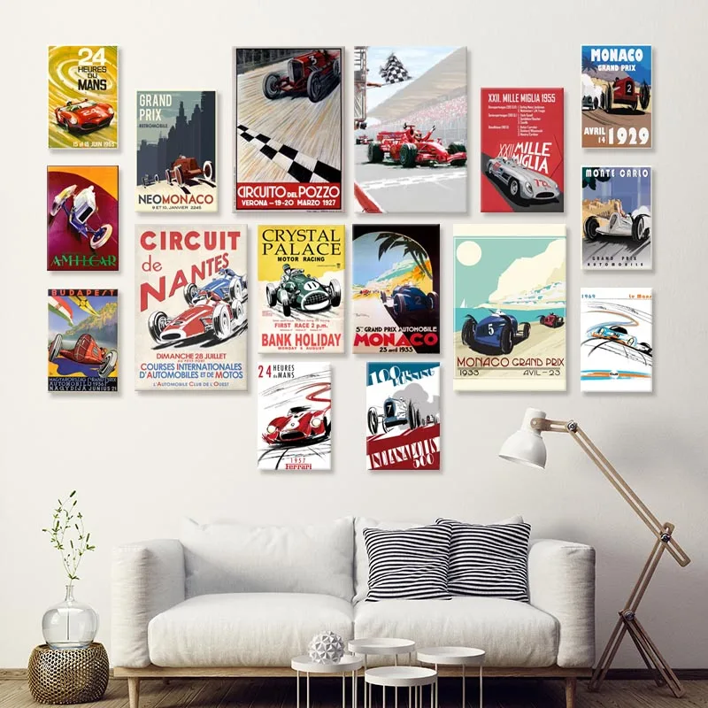 Car Race Track Poster Decorative Picture Modern Wall Art Paintings Home Decor No Frame