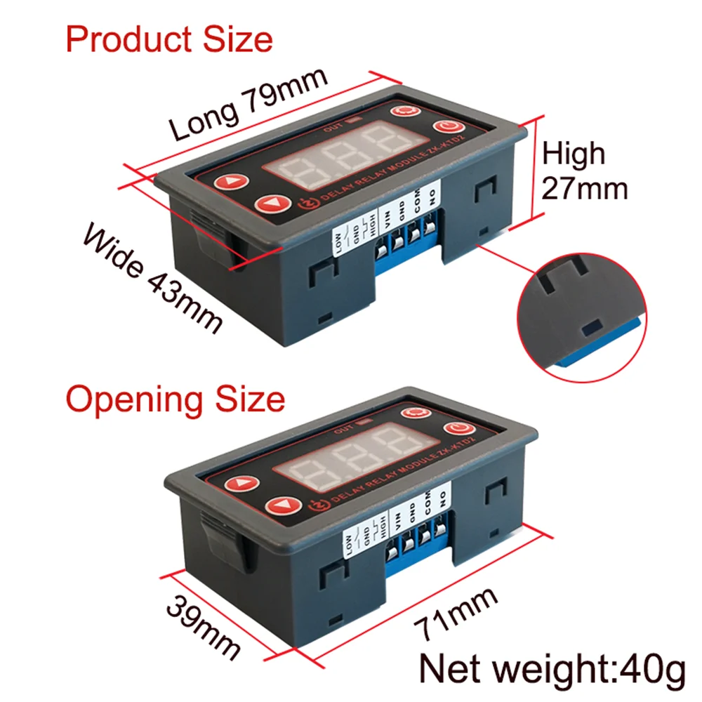 DC 5-30V LED Digital Timer Delay Relay Module Trigger Cycle Timer Delay Switch Anti-overshoot Timing Control Board 5V 12V 24V