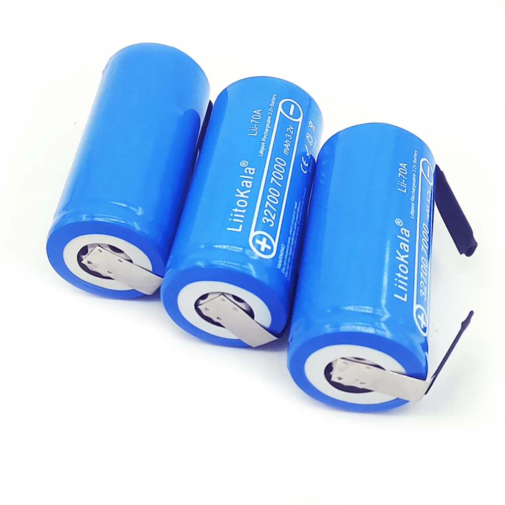 2020 LiitoKala Lii-70A High power 3.2 V 32700 7000mAh battery 6500mAh LiFePO4 35A 55A Continuous Discharge battery+Nickel Sheets