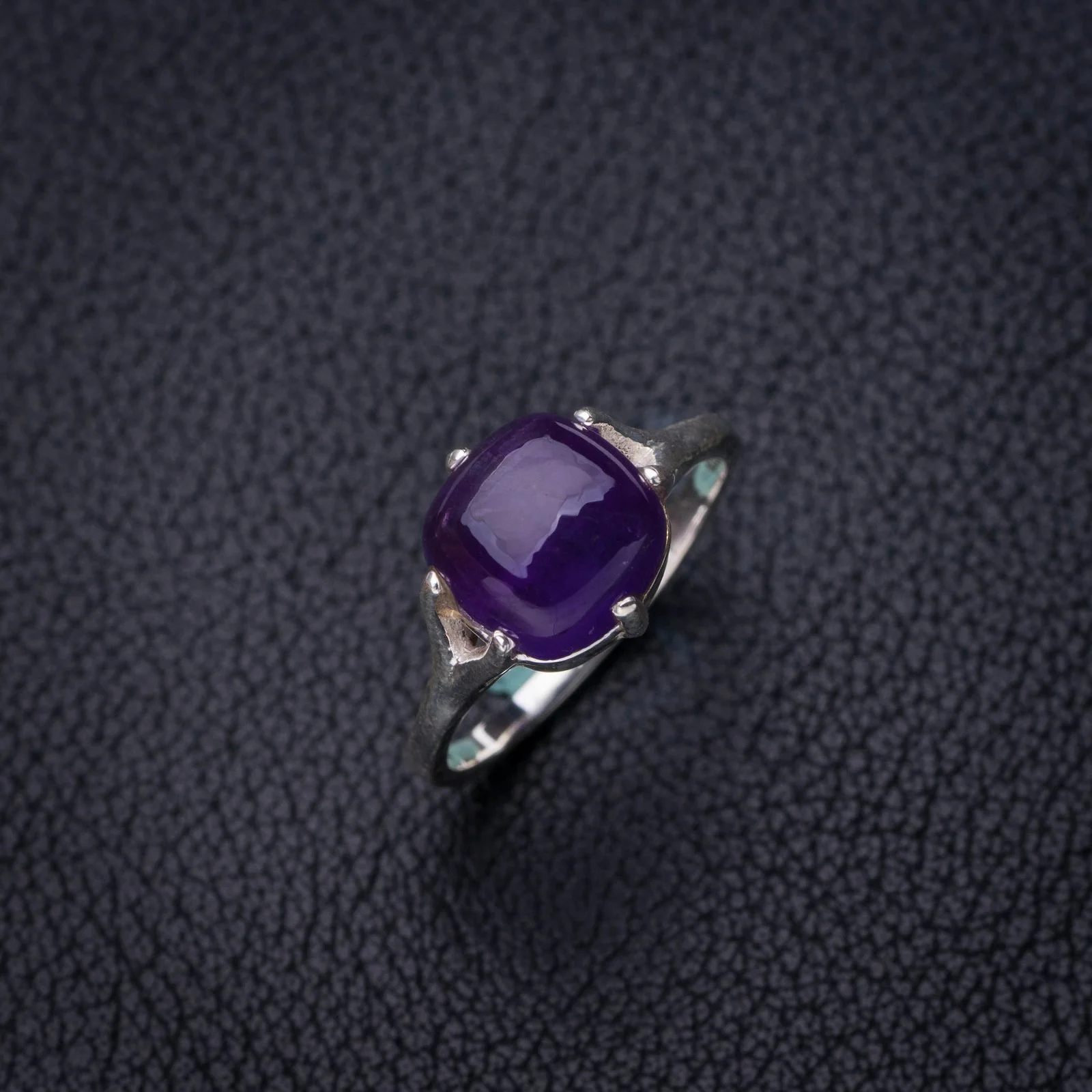 

StarGems Natural Amethyst Handmade 925 Sterling Silver Ring 6.75 E7785