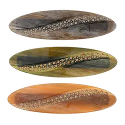 Tortoise Shell Cellulose Acetate Hair Barrettes Oval Shape French Design Rectangular Automatic Hair Clip for Women