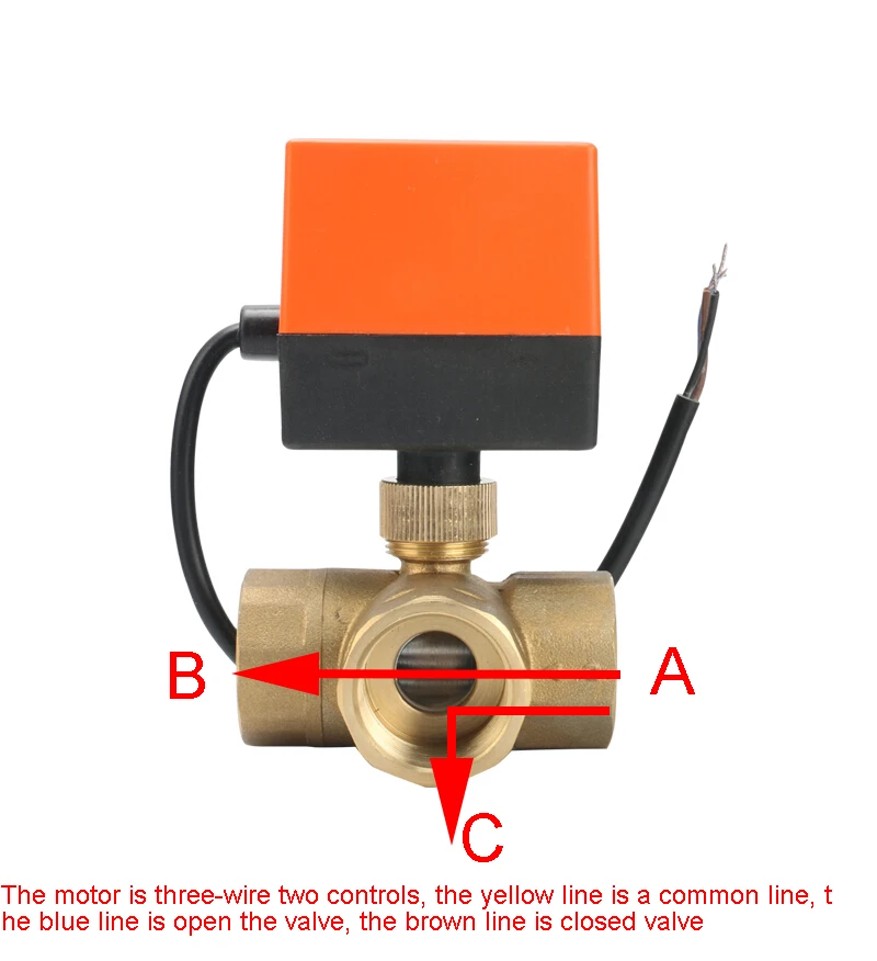 1/2" 3/4" 1" 2" Dreiwege-Motorisiertes Kugelventil 220V 12V 24V 3-Draht 2-Punkt-Steuerung Elektrisches Kugelventil aus Messing – Detail 1