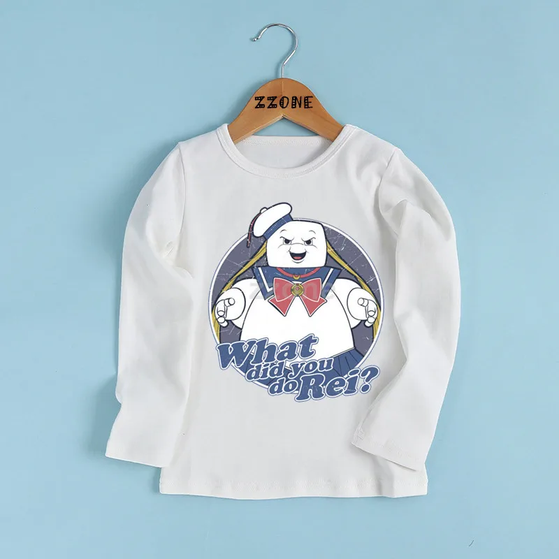 Boys and Girls Old School Logo Ghostbuster Print T shirt Kids Stay Puft Funny Clothes Baby Cartoon Long Sleeve T-shirt,LKP5224