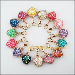 Fermoirs à griffes KC Gold Document Coussins Flower, Breloques en résine mélangée, Pmot avec ster corrigé, 15,5x18,5mm, 15 pièces