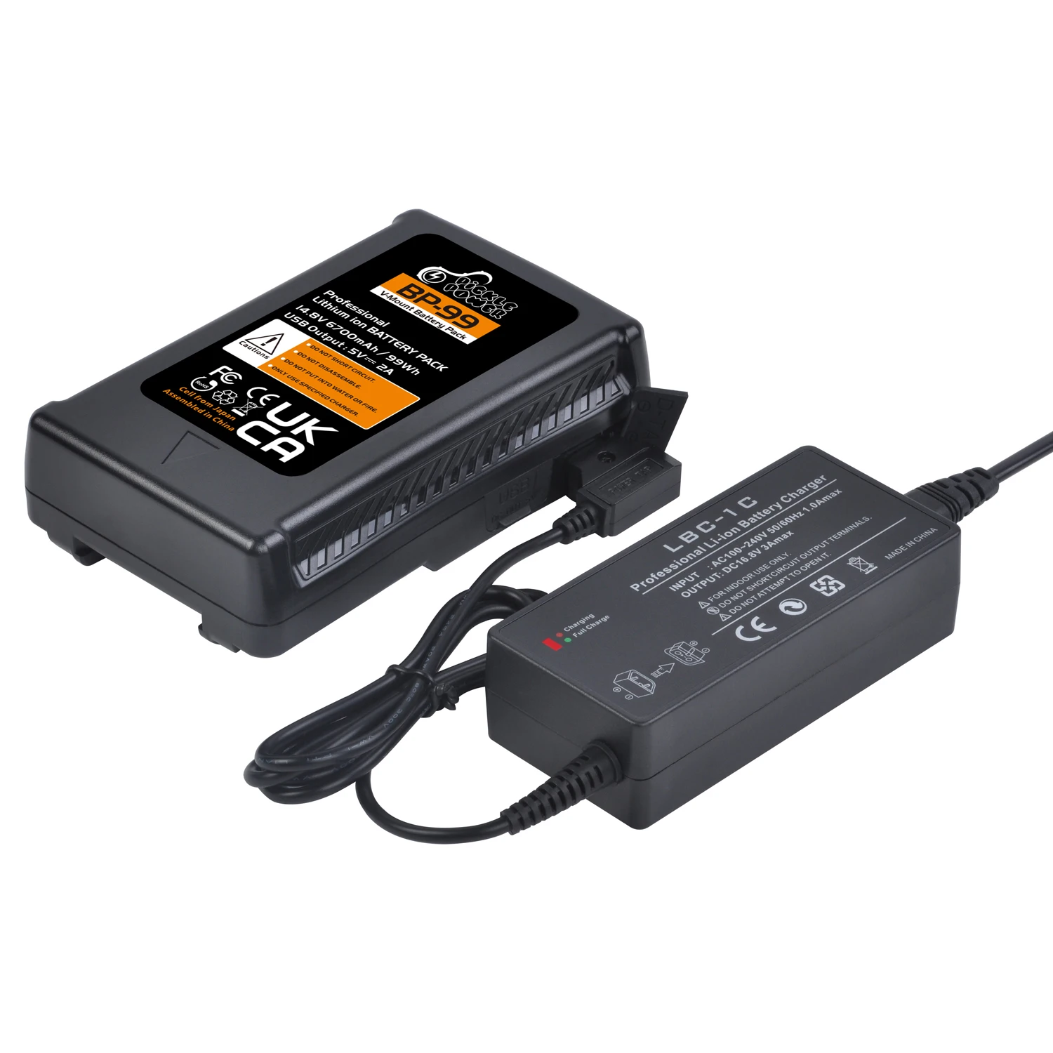 BP-99 V-Lock Battery + D-Tap Charger for Sony Camera Camcorder Broadcast LED Video Light