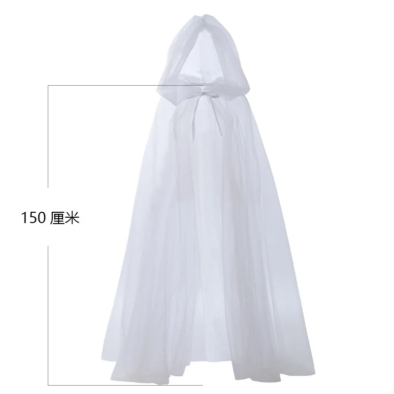 Heks Kostuum Elf Mantel Vrouwen Halloween Hooded Tulle Cape Cosplay