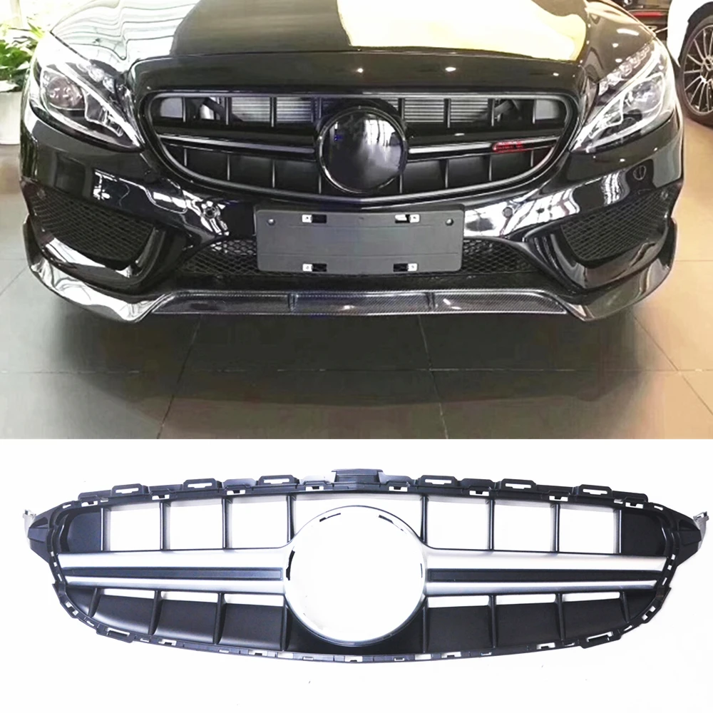 

For Mercedes Benz C Class W205 2014-2018 C180 C200 C250 C300 C350 C43 Front Grille E63 Style Grill Upper Bumper Hood Mesh Grid