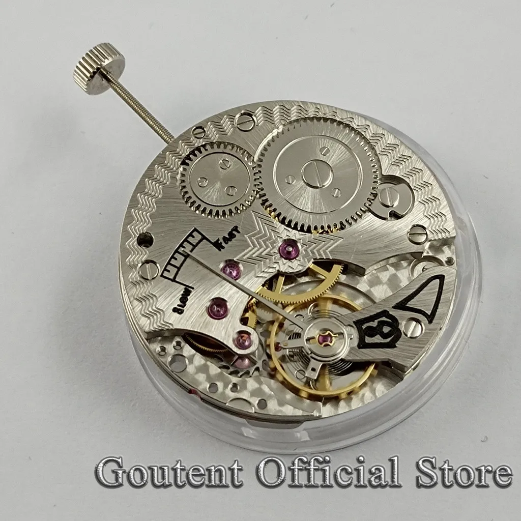 Goutent 17 Jewels Silver Asia 6498 Hand Winding Mechanical Watch Movement 21600 bhp