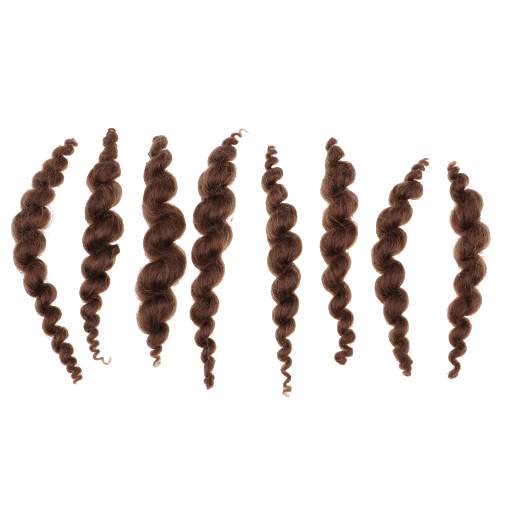 8 Stripes Pure Mohair Curly Hair Wig for Reborn Baby Newborn Doll Dark Brown