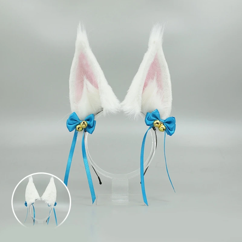 Attractive Cosplay Furry Animal Fox Ears Head Band Dress Up Lolita Decor Long Fur Headpiece for Halloween Party Decor