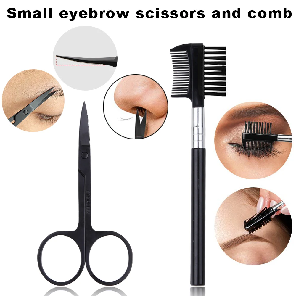 4/6/8/11Pcs Eyebrow Cutters Woman Eye Brow Trimmer Scissors Brow Comb Face Shaver Hair Removal Razor Tweezers Eyelash Brush