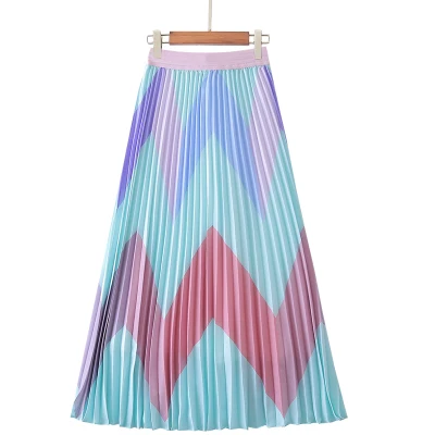 HOT SELLING  Miyake  European and American  Vintage cartoon print pleated skirt   IN STOCK