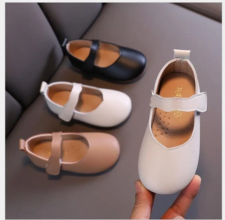 

Girls Shoes Girls' soft-soled leather shoes Flats Basic Baby Toddlers Anti-Slippery Casual Shoes For Child Leather Shoes Black